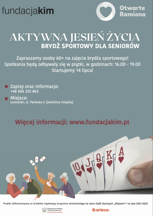 Plakat aktywna Jesień Życia brydż sportowy 60+